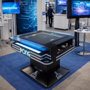 Atari Pong Cocktail Table mieten Arcade Tisch Eventmodul Messe Firmenfeier Saarland Saarbrücken Messestand Attraktion